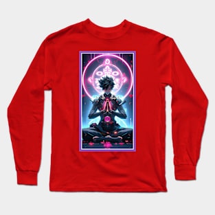 Anime Hero Power Meditation | Quality Anime Artwork | Anime Power Energy Meditation |  Manga Anime Art Long Sleeve T-Shirt